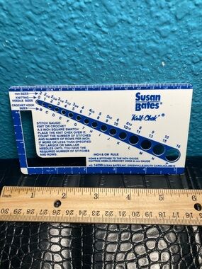 5 for $10: Susan Bates Knit-Chek Needle Gauge - White & Blue